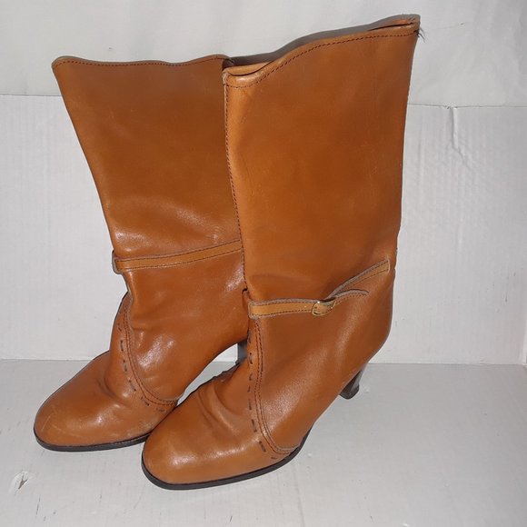 Leather Boots Size 7 Made in Italy 3.5 in Heel - Picture 1 of 8